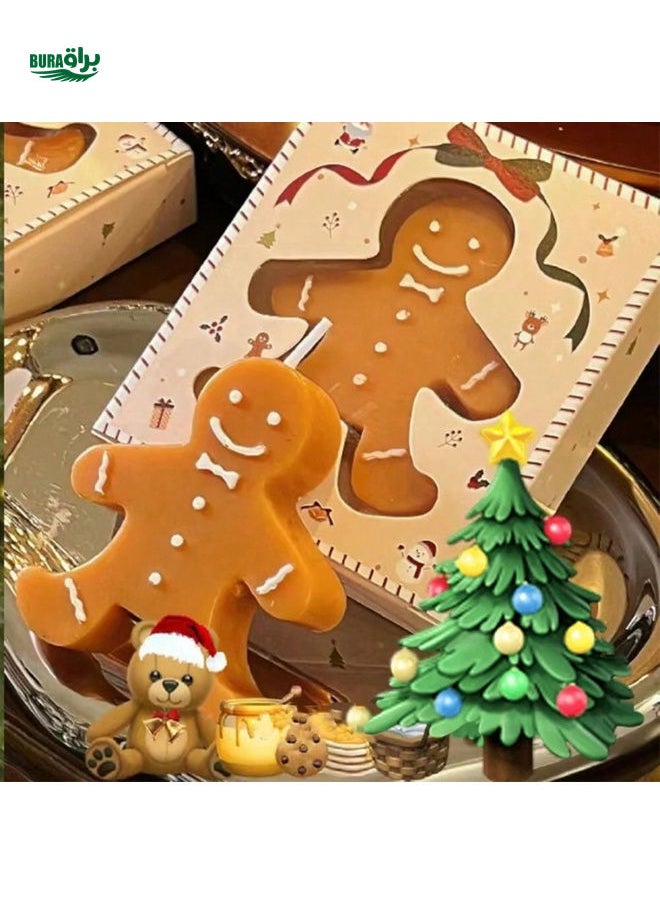 1pc Gingerbread Man Scented Candle Gift Box, Warm Winter Christmas Decoration, Elegant Small Size, Great Gift Choice