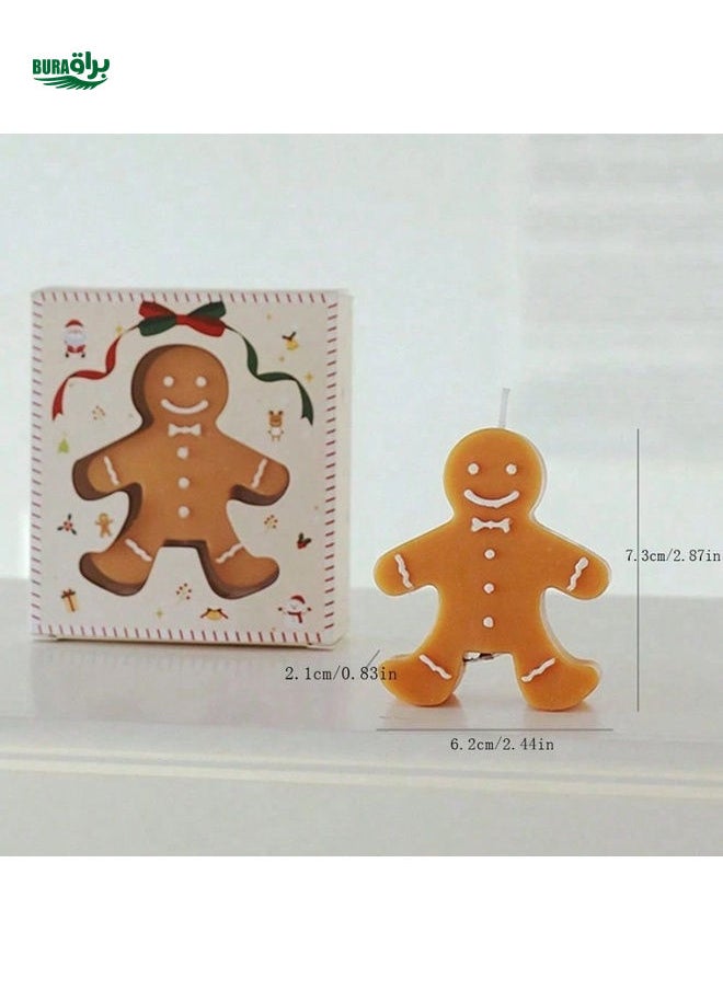 1pc Gingerbread Man Scented Candle Gift Box, Warm Winter Christmas Decoration, Elegant Small Size, Great Gift Choice