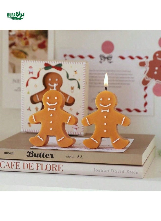 1pc Gingerbread Man Scented Candle Gift Box, Warm Winter Christmas Decoration, Elegant Small Size, Great Gift Choice