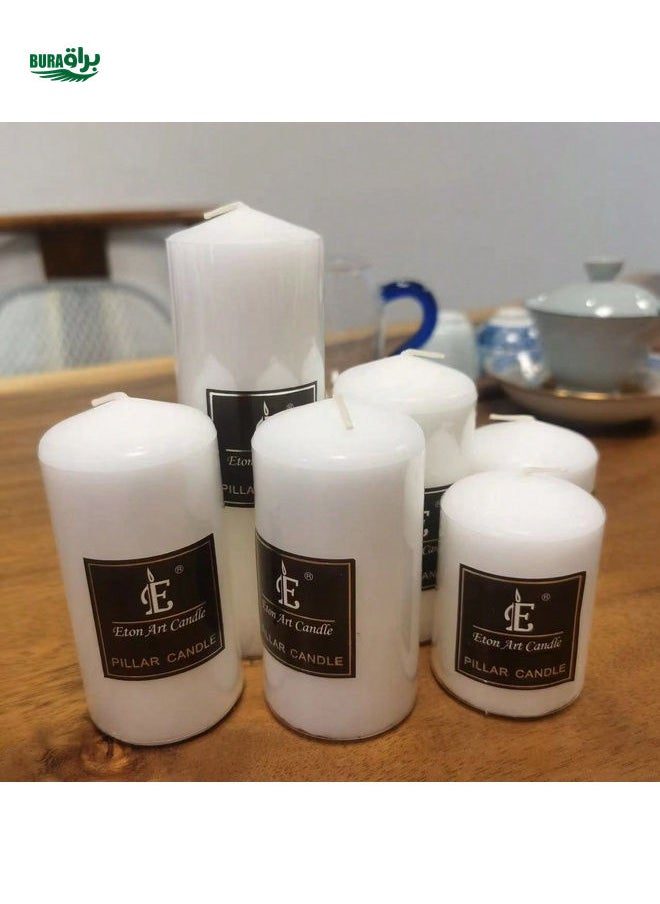 White Cylindrical Candles, Smokeless Furniture Accessories, Decorations, Homestay Coffee Shop Shooting Props, Birthday Home Candles