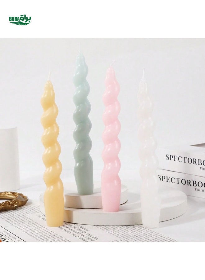 2pcs/Box Pink Spiral Long Rod Threaded Candle Aromatherapy Candle, 18.5cm/7.28in Decorative Candle For Indoor Use Such As Bedroom, Dining Room, Christmas Candle