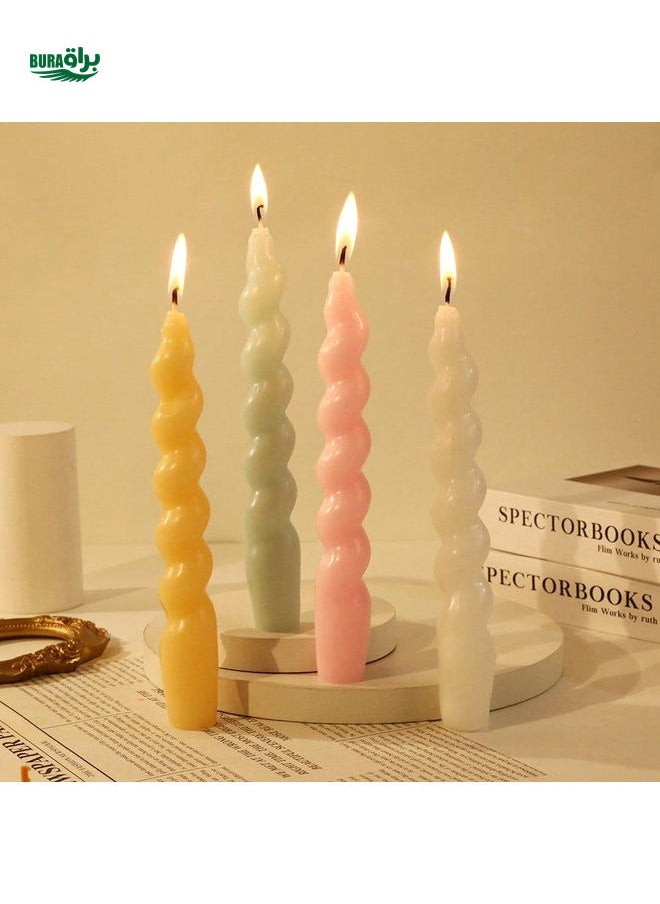 2pcs/Box Pink Spiral Long Rod Threaded Candle Aromatherapy Candle, 18.5cm/7.28in Decorative Candle For Indoor Use Such As Bedroom, Dining Room, Christmas Candle