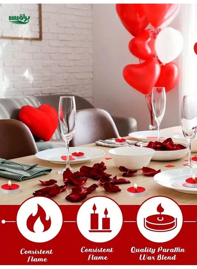 A. 50pcs/B. 10pcs, Smokeless Tea Light Candles, Burn 1.5-2 Hours, Mini Wax Candles Non-Dripping, For Tabletop, Candle Holders, Restaurant, Kitchen Decor, Decorative Candle Sets, For Party, Home Decoration, Wedding, Birthday, Valentine's Day, Mother's Day, Black Friday Gift (Red)