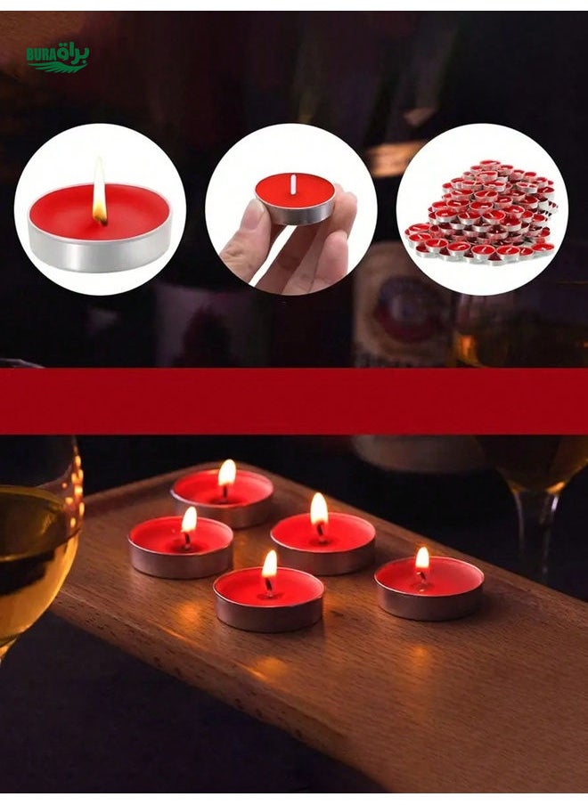 A. 50pcs/B. 10pcs, Smokeless Tea Light Candles, Burn 1.5-2 Hours, Mini Wax Candles Non-Dripping, For Tabletop, Candle Holders, Restaurant, Kitchen Decor, Decorative Candle Sets, For Party, Home Decoration, Wedding, Birthday, Valentine's Day, Mother's Day, Black Friday Gift (Red)