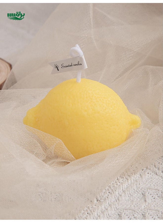 1pc Style Random Yellow Lemon Candle DIY Holiday Party Home Decoration Bedroom Aromatherapy Accessories