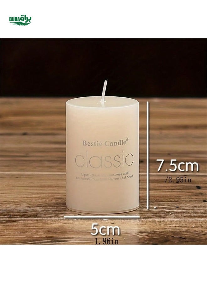 1PC/Classic Column Wax Romantic Smokeless Wedding Hotel Ivory White Cylindrical Candle