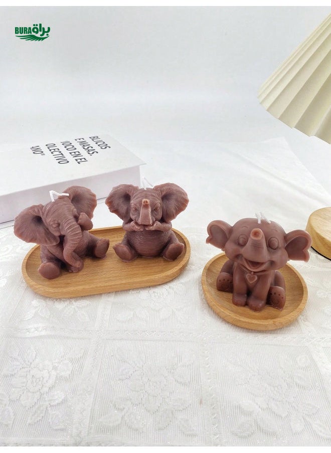 1pc Cute Elephant & Cat Shaped Aromatic Candle, Lovely Decorative Figurine, Animal Styled Candle For Home Decor & Holiday Settings