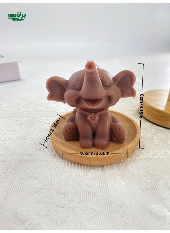 1pc Cute Elephant & Cat Shaped Aromatic Candle, Lovely Decorative Figurine, Animal Styled Candle For Home Decor & Holiday Settings