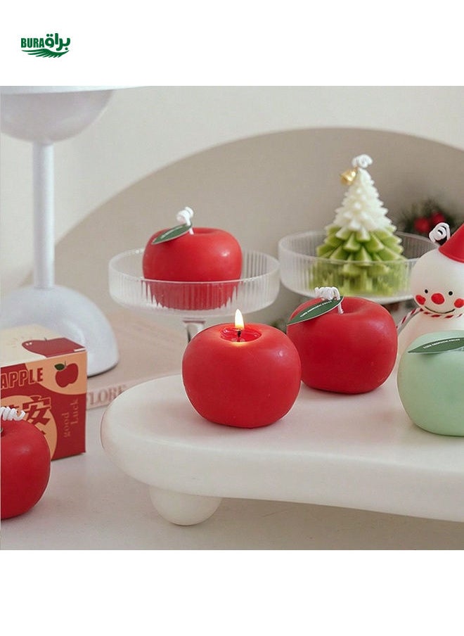 Handmade Apple Shaped Scented Candle, Christmas Eve Gift, Snowfall Aroma Decor Candle For Bedroom And Tabletop