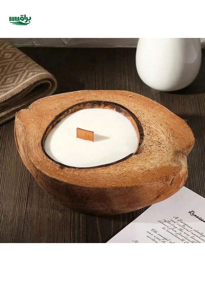 1PC, Natural Coconut Shell Candle, Summer Style Coconut Living Room Bedroom Decoration Ornaments, Surprise Birthday Gift Aromatherapy Candle