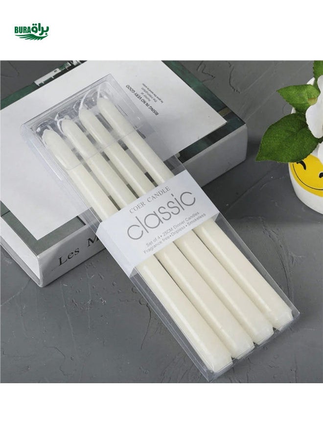 4pcs Candy-Colored Long Stick Candles For Restaurants, Hotels, Smokeless And Odorless Candles For Romantic Dinners And Wedding Decorations