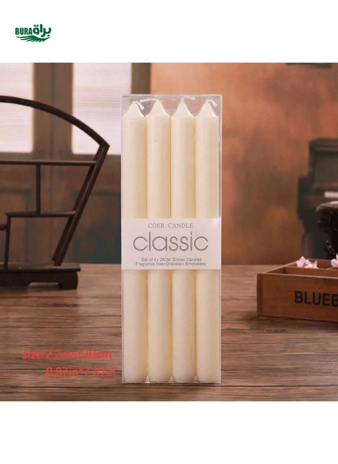 4pcs Candy-Colored Long Stick Candles For Restaurants, Hotels, Smokeless And Odorless Candles For Romantic Dinners And Wedding Decorations