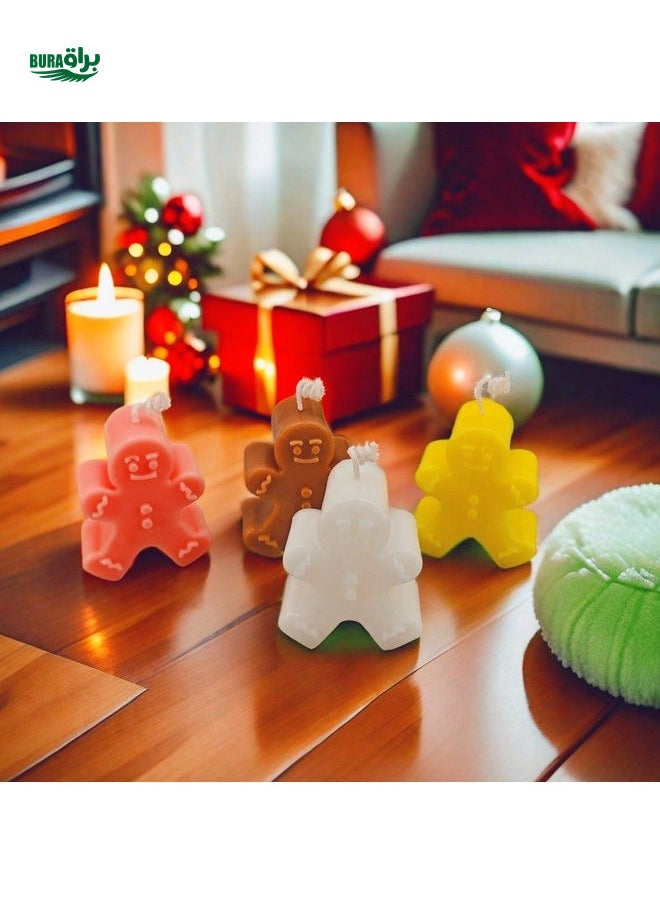 1pc Christmas DIY Gingerbread Man Scented Candle, Fragrant Festive Holiday Decoration