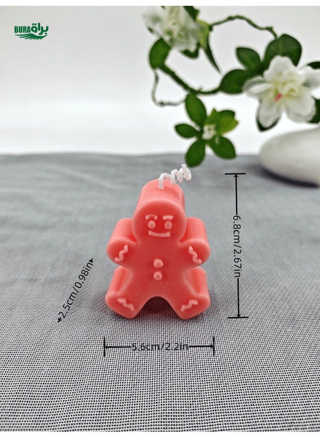 1pc Christmas DIY Gingerbread Man Scented Candle, Fragrant Festive Holiday Decoration