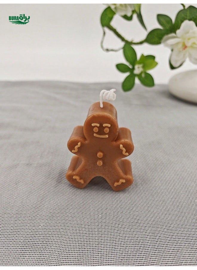 1pc Christmas DIY Gingerbread Man Scented Candle, Fragrant Festive Holiday Decoration