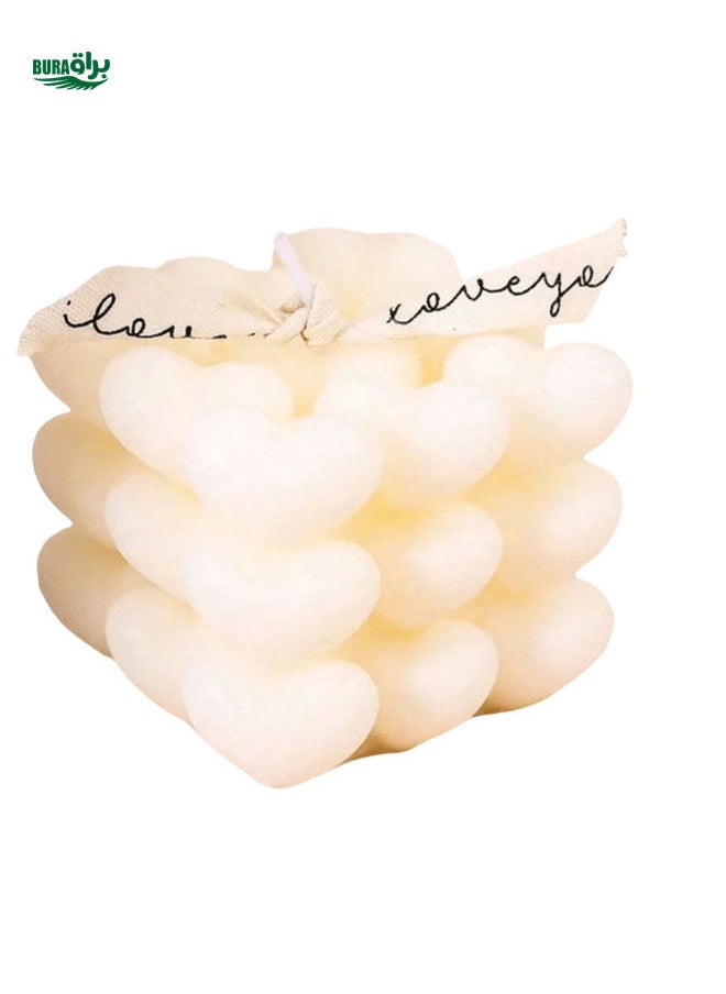 Heart Design Candles, White Wax Scented Candles, Home Decor, Gift