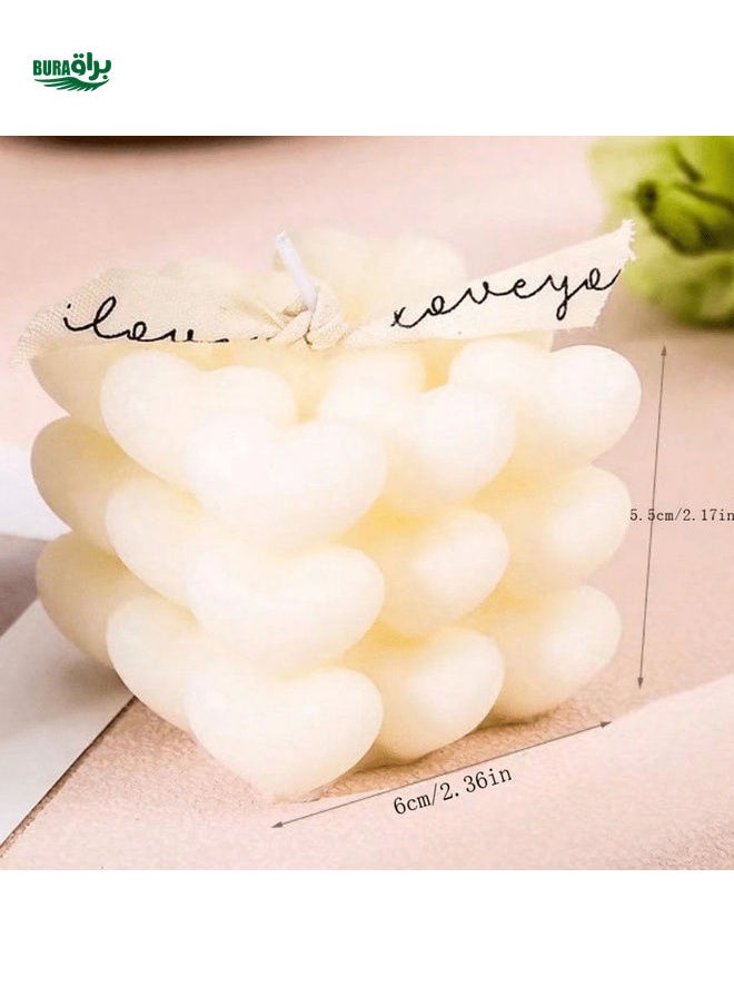 Heart Design Candles, White Wax Scented Candles, Home Decor, Gift