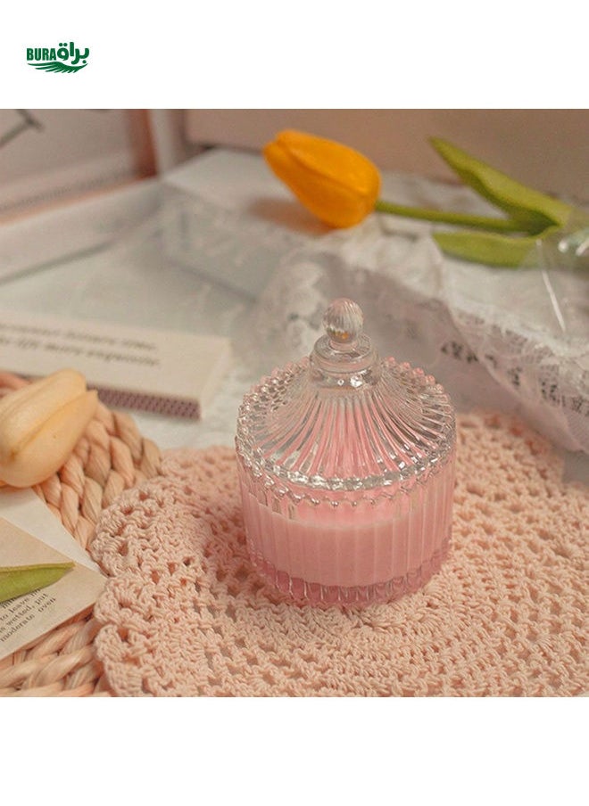 1pc Scented Candle White/Red/Pink/Purple Aromatherapy Candle Crystal Glass Yurt Cup Creative Handmade Candle Suitable For Wedding, Garden, Hotel, Birthday, Party, Gathering, Birthday Decoration, Long Lasting, High-End And Romantic, Home Decor And Female Gift, Christmas