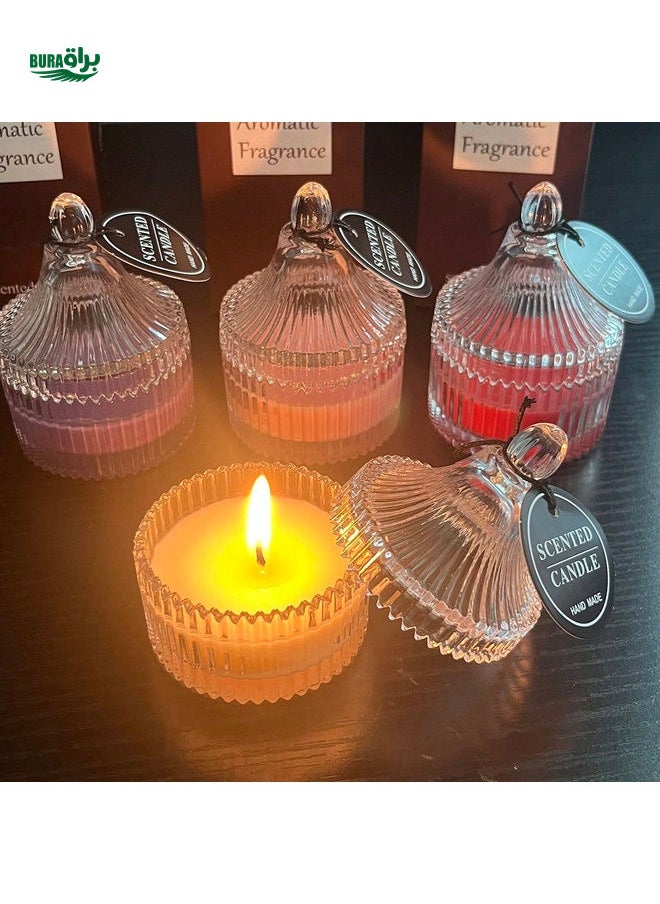 1pc Scented Candle White/Red/Pink/Purple Aromatherapy Candle Crystal Glass Yurt Cup Creative Handmade Candle Suitable For Wedding, Garden, Hotel, Birthday, Party, Gathering, Birthday Decoration, Long Lasting, High-End And Romantic, Home Decor And Female Gift, Christmas