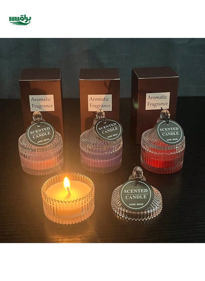 1pc Scented Candle White/Red/Pink/Purple Aromatherapy Candle Crystal Glass Yurt Cup Creative Handmade Candle Suitable For Wedding, Garden, Hotel, Birthday, Party, Gathering, Birthday Decoration, Long Lasting, High-End And Romantic, Home Decor And Female Gift, Christmas