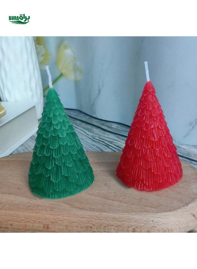 1pc Handmade Christmas Tree Shaped Scented Candle Ornament, May Have Slight Color Difference