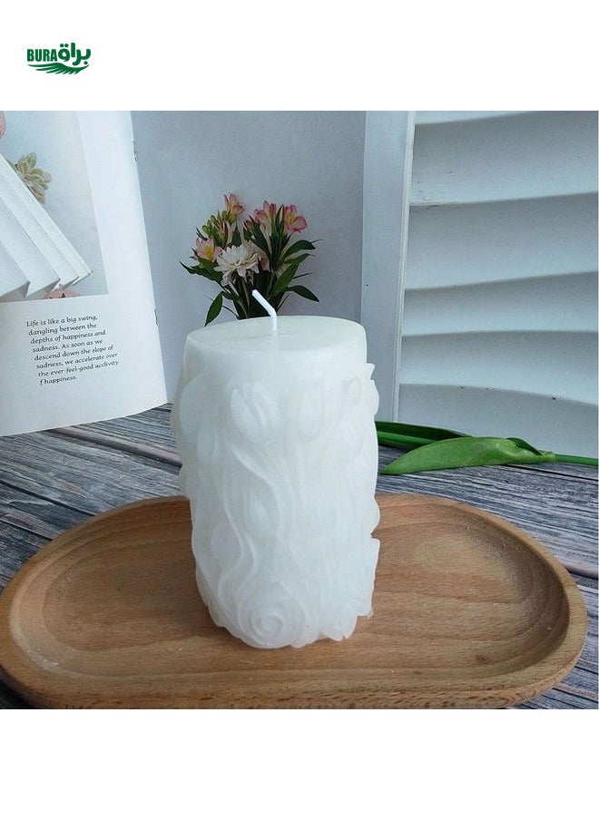 1pc Handmade Flower Shaped Pillar Candle Incense Decor, May Have Slight Color Difference