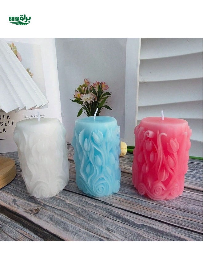 1pc Handmade Flower Shaped Pillar Candle Incense Decor, May Have Slight Color Difference