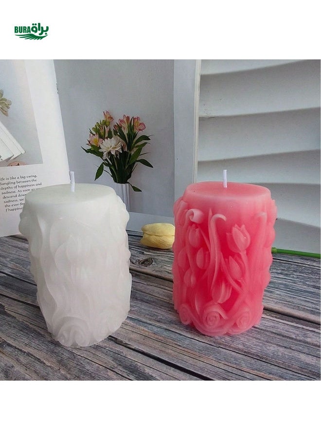 1pc Handmade Flower Shaped Pillar Candle Incense Decor, May Have Slight Color Difference