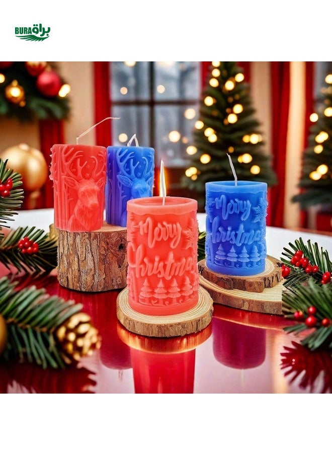 1pc Christmas Cylinder Scented Candle, Creative Gift Decor For Atmosphere