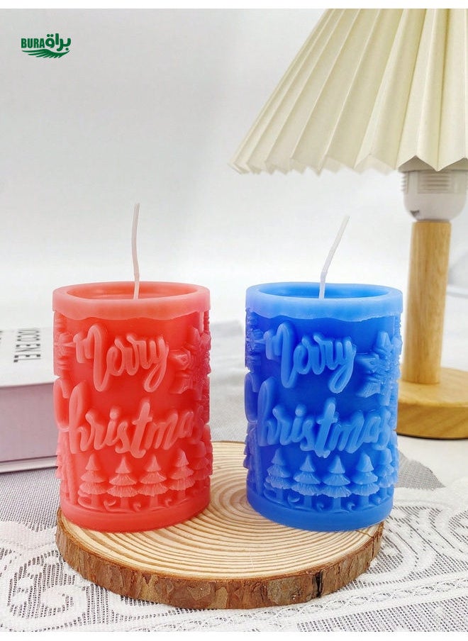 1pc Christmas Cylinder Scented Candle, Creative Gift Decor For Atmosphere