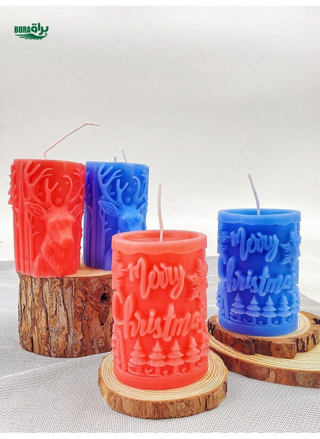 1pc Christmas Cylinder Scented Candle, Creative Gift Decor For Atmosphere