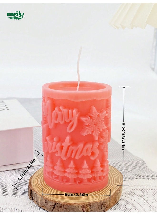 1pc Christmas Cylinder Scented Candle, Creative Gift Decor For Atmosphere