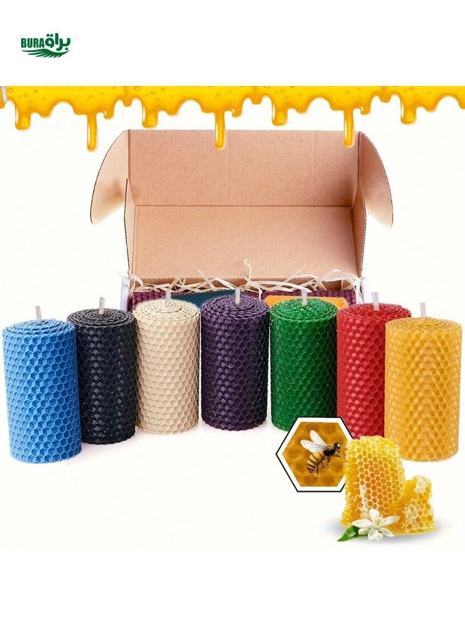 Set Of 7 Beeswax Candles In 7 Colors - Candles For Home Decor, Dinner, Party And Meditation (7 Colors, 7 Pcs, 2 X 1.2 In)