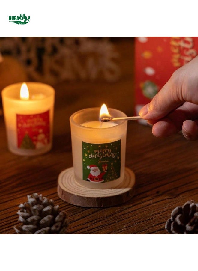 6pcs/Set Christmas Glass Jar Soy Wax Scented Candles Gift Box, Long Lasting Fragrance, Convenient For Home Use