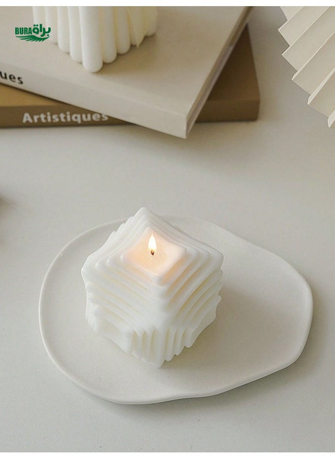 1pc White Scented Candle In Magic Cube Shape, Small Size, For Creative Home Decor