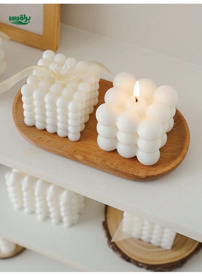 1pc White Scented Candle In Magic Cube Shape, Small Size, For Creative Home Decor