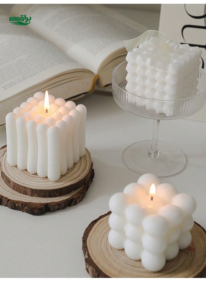 1pc White Scented Candle In Magic Cube Shape, Small Size, For Creative Home Decor