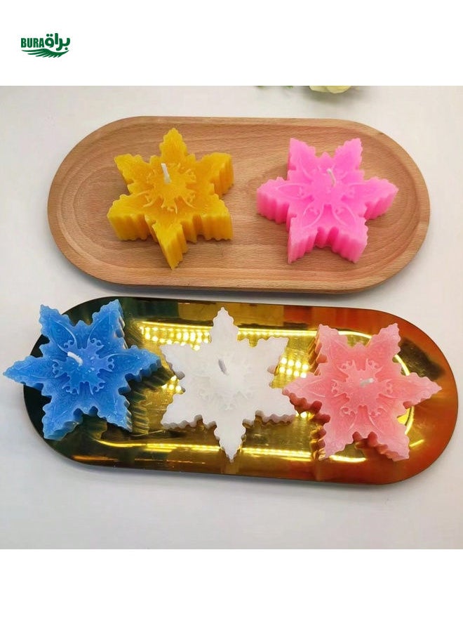 1pc Christmas Snowflake Shaped Scented Candle Decor, Handmade With Slight Color Variation