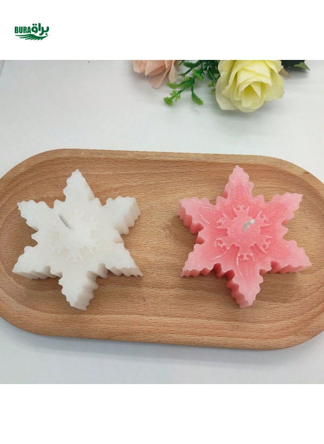 1pc Christmas Snowflake Shaped Scented Candle Decor, Handmade With Slight Color Variation