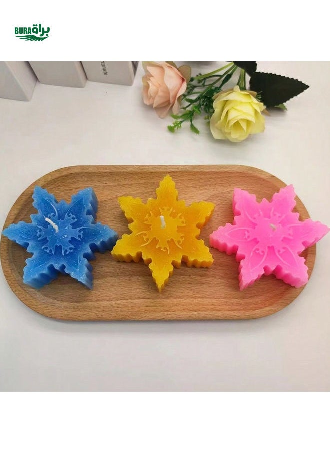 1pc Christmas Snowflake Shaped Scented Candle Decor, Handmade With Slight Color Variation