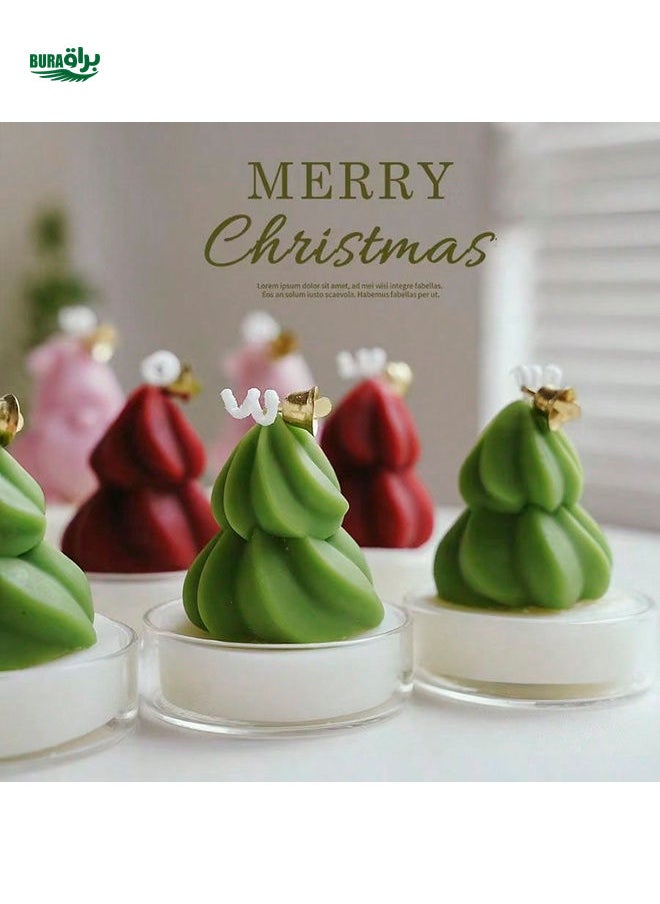 1pc Mini Christmas Scented Candle Cup, Cute Christmas Tree & Santa Claus Scented Candle Decor, Suitable For Christmas Party Decoration, Home Decor, Dinner Table Decor Or As A Small Gift For Family And Friends, Adds Christmas Ambiance