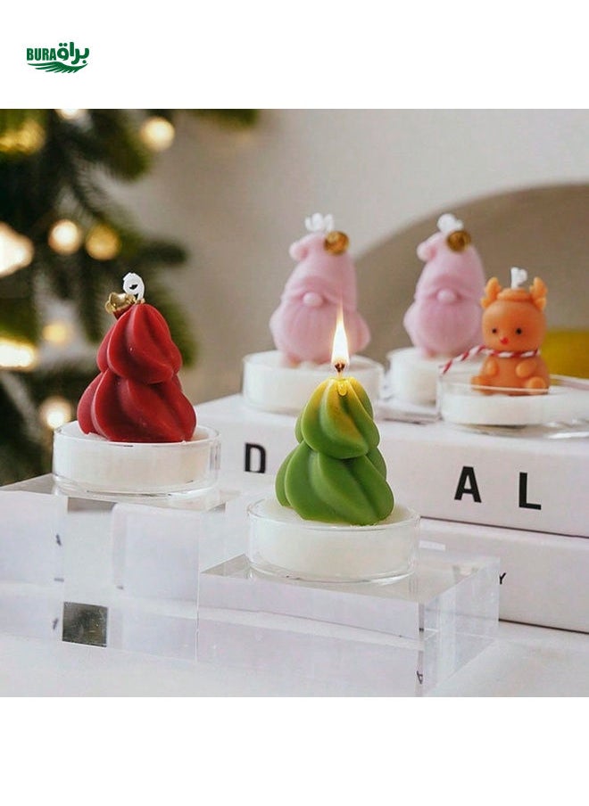 1pc Mini Christmas Scented Candle Cup, Cute Christmas Tree & Santa Claus Scented Candle Decor, Suitable For Christmas Party Decoration, Home Decor, Dinner Table Decor Or As A Small Gift For Family And Friends, Adds Christmas Ambiance