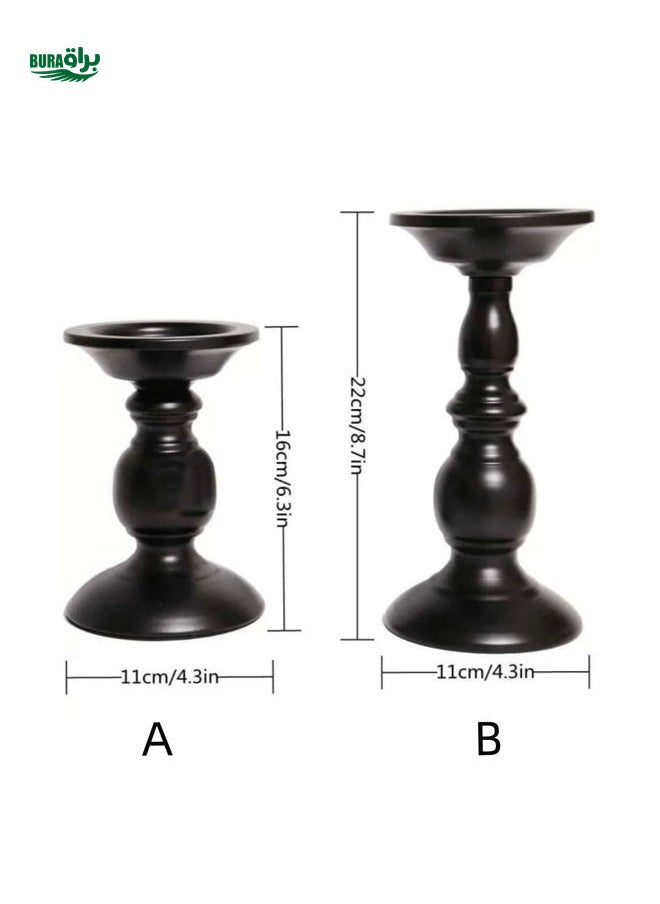 1pcs Vintage Black Iron Candlestick, Decorative Centerpiece, Dining Table Candle Holder, Entryway Decor, Roman Column Candle Holder, Suitable For Home, Restaurant, Entryway