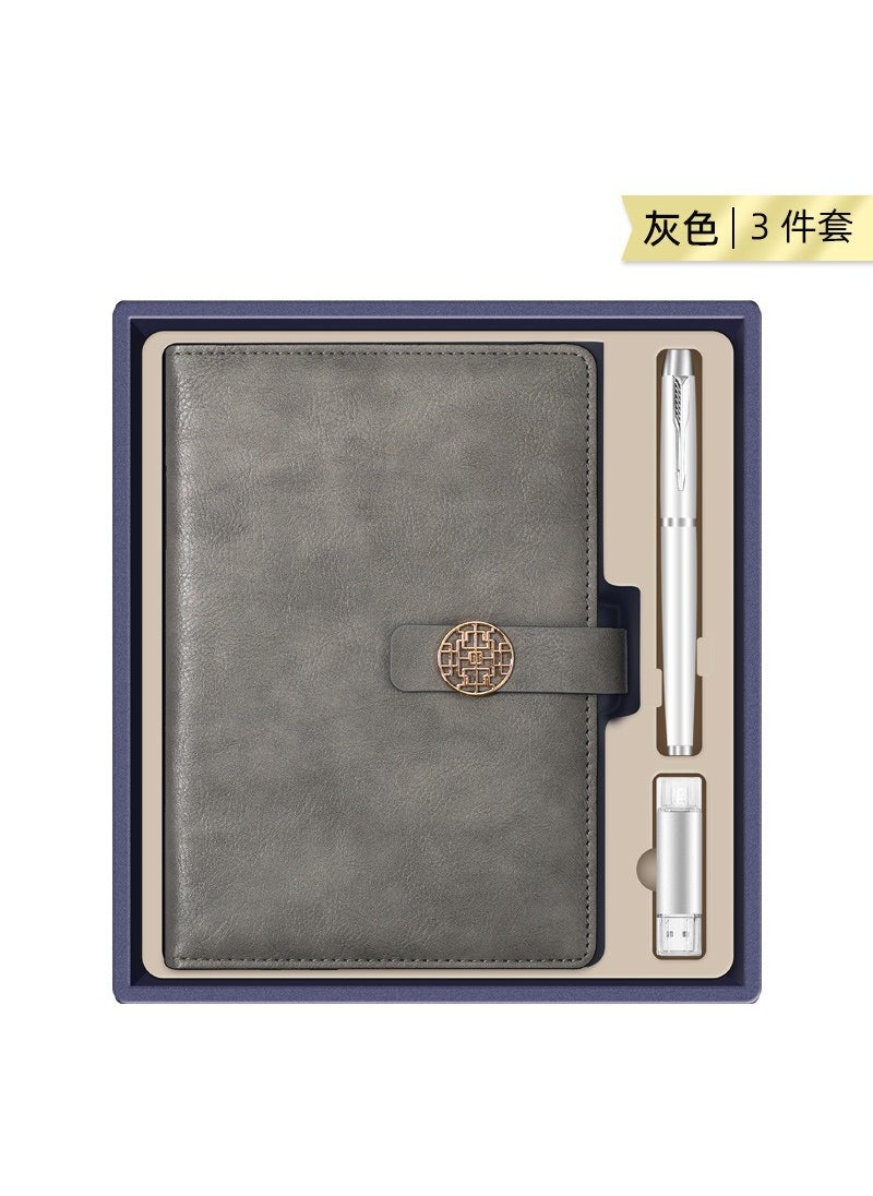 Custom Business Gift Sets for Corporate Events silver-Guochao buckle 32G mobile phone dual-purpose U disk round pen