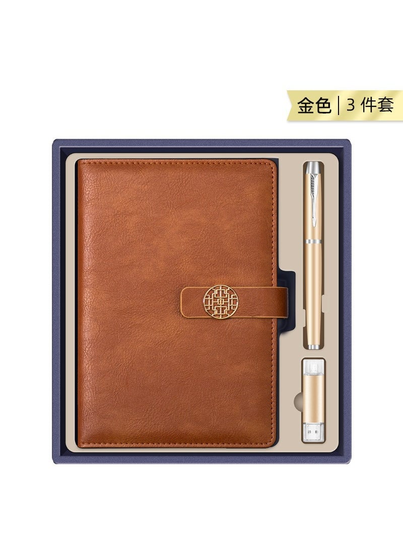 Custom Business Gift Sets for Corporate Events Gold-national tide buckle 32G mobile phone dual-purpose U disk round pen