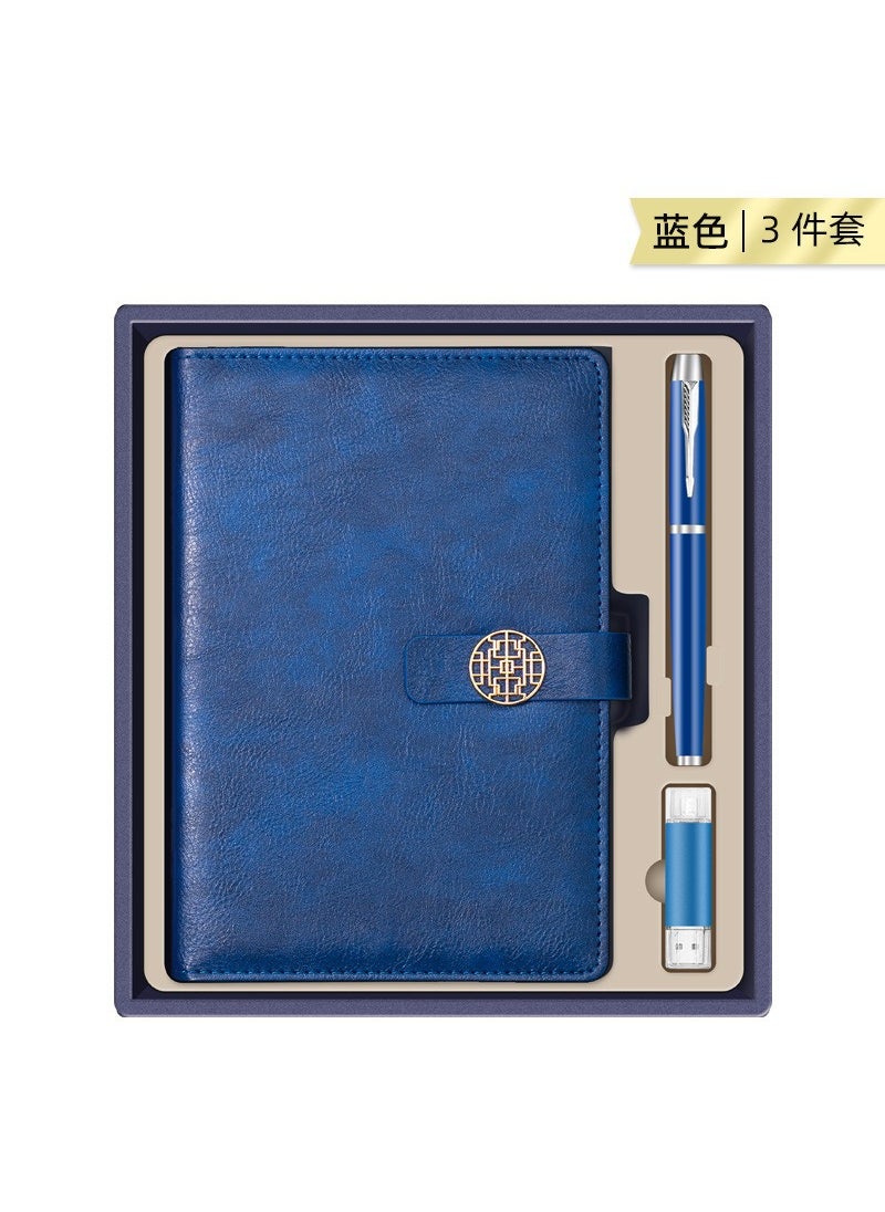 Custom Business Gift Sets for Corporate Events Blue-national tide buckle 32G mobile phone dual-purpose U disk round pen