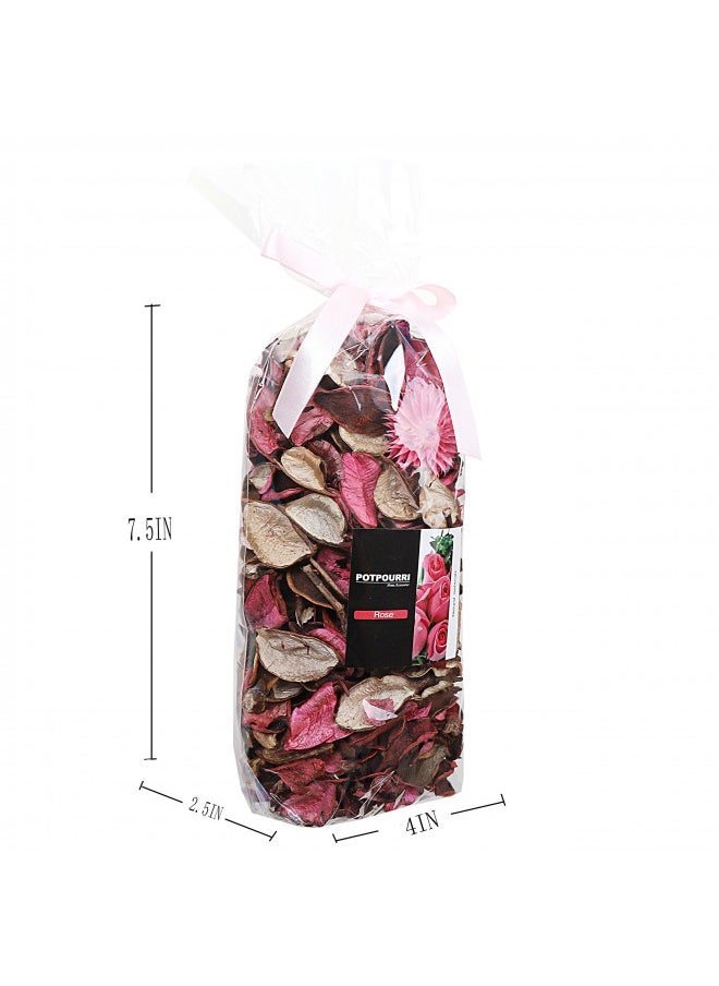 Qingbei Rina Pink Potpourri Bags,Rose Scented Potpourri Dried Flowers Decorative Bowl Vase Filler Petals,Home Fragrance Perfume Sachet, Bathroom Kitchen Party,2 Bags-8.4oz