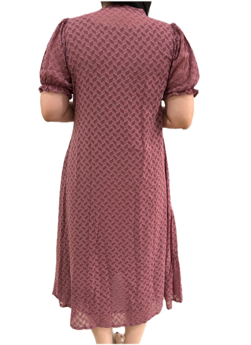 Zebees Burgundy Lace Overlay Dress with Tie Belt , Comfortable & Stylish Maternity Dress