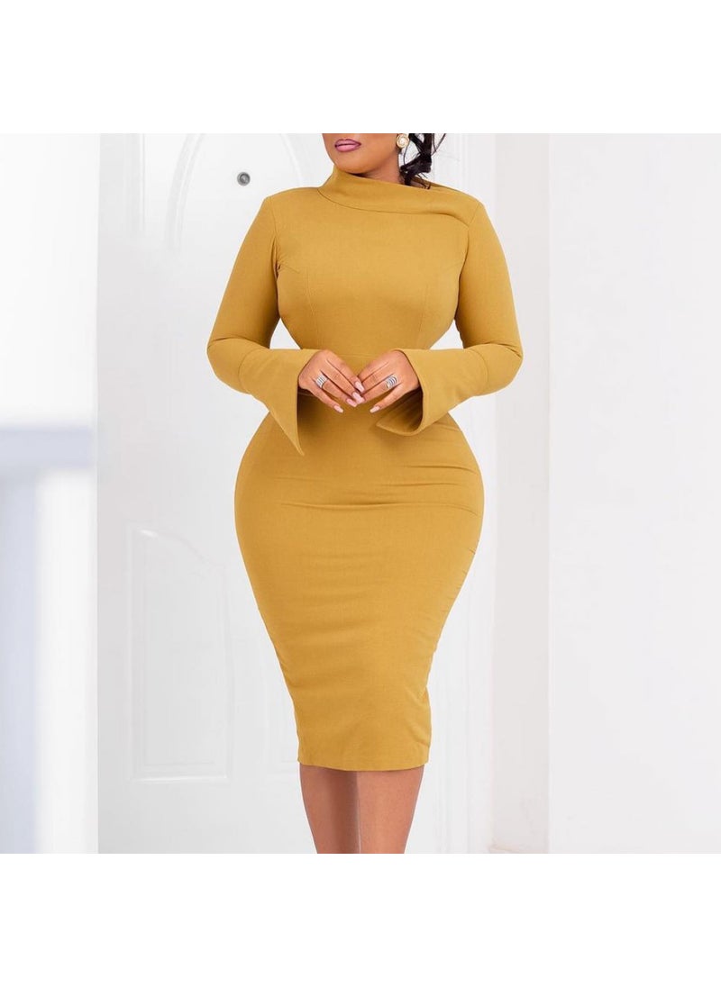 2023 Autumn Winter Long Sleeve Bodycon Plus Size Dress Green