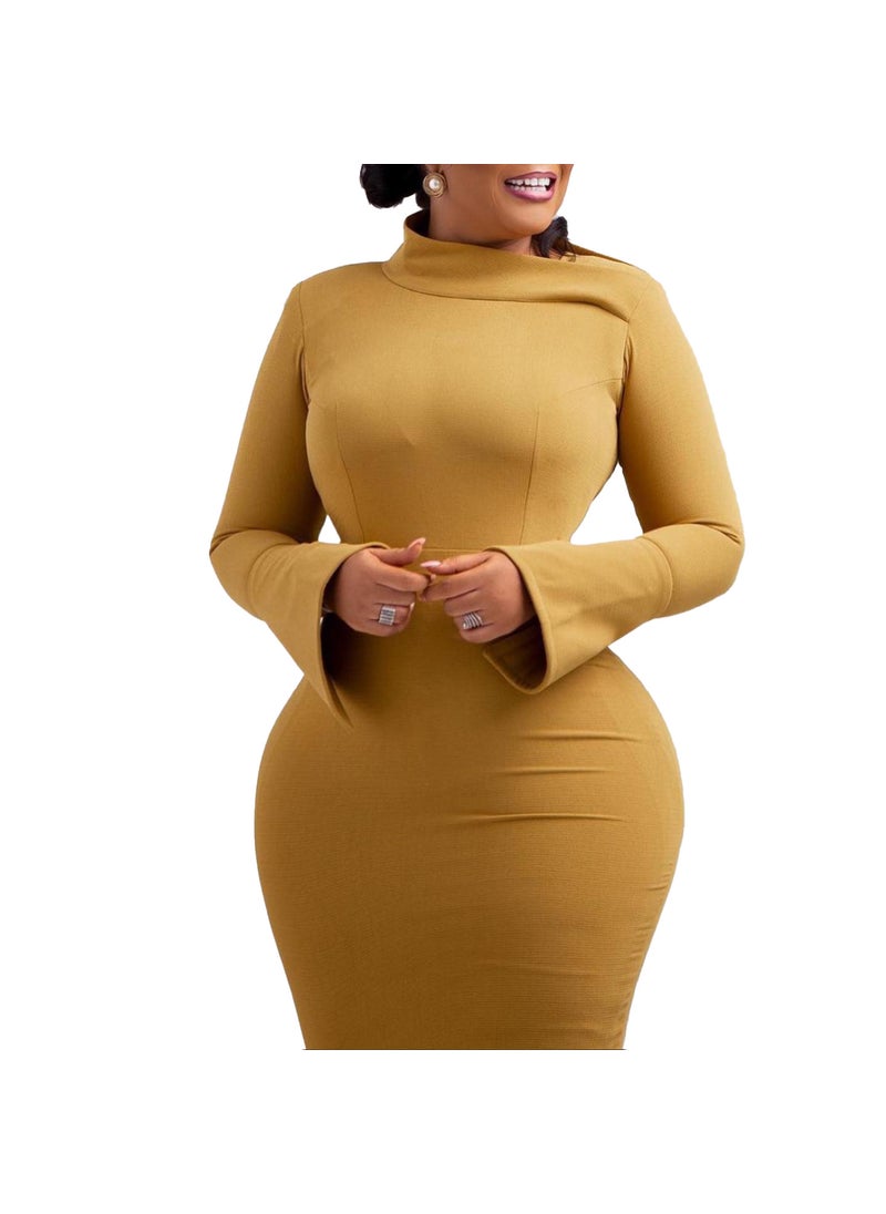 2023 Autumn Winter Long Sleeve Bodycon Plus Size Dress Green